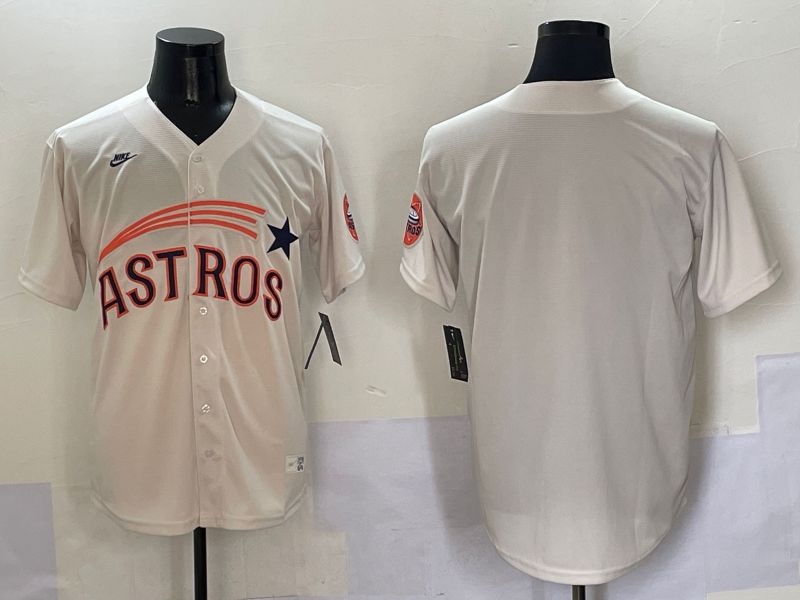 Men Houston Astros Blank Cream Five generations Joint Name 2025 Nike MLB Jersey style 1